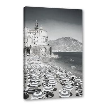 Imagem de Impressão em tela de fotografia de paisagem em preto e branco da Itália para decoração de sala de estar - Veneza, Costa Amalfitana, Roma, Milão, Cinco cidades à beira-mar, pôster de arte de parede