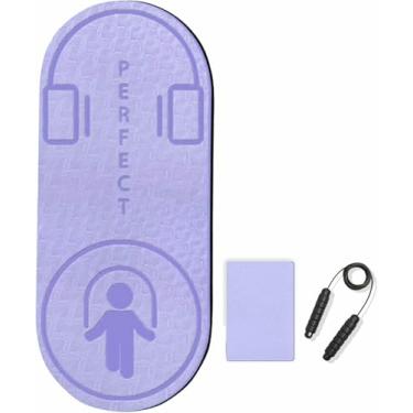 Imagem de Tapete de corda para exercícios para uso interno e externo, antiderrapante, silencioso, de alta densidade, para pular corda, elasticidade, fitness, roxo