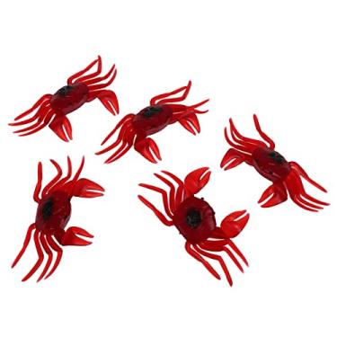 Imagem de Simulado isca de caranguejo artificial isca de pesca silicone macio reutilizável alta simulação em forma de caranguejo isca para pesca no lago e mar 5 pçs (Vermelha)