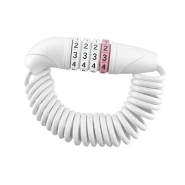 Imagem de Dynwave Cadeado de combinação pequeno, cadeado de cabo para bicicleta, para capacete de ciclismo, Branco