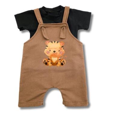 Imagem de Roupa de Bebê Conjunto Jardineira e Camiseta infantil Confortável Meni