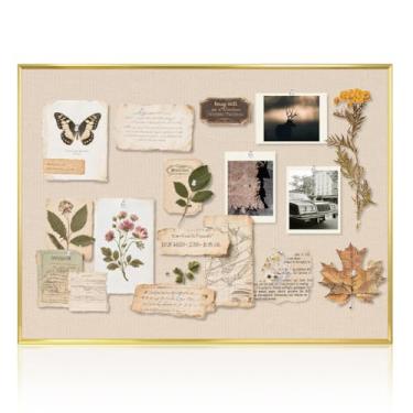 Imagem de QUEENLINK Quadro de avisos com linho bege 91 x 61 cm