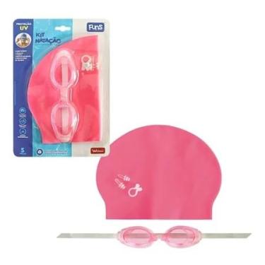 Imagem de Kit Natação Infantil 4 Peças Completo Óculos Touca E Protetores Ouvido e Nariz- Vedação Proteção UV - Funs (Rosa)