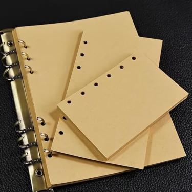 Imagem de Caderno de esboço de folhas soltas A5 de 90 páginas para fichário, papel kraft marrom 100 GSM, ideal para planejadores, diários e esboços, capa kraft marrom
