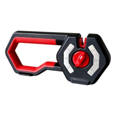 Imagem de Afiador de facas 6 em 1, afiador de facas de cozinha de pedra de amolar com ranhura para afiar tesoura, hastes de cerâmica, esmeril, folhas de aço de tungstênio, base antiderrapante para cozinheiros e