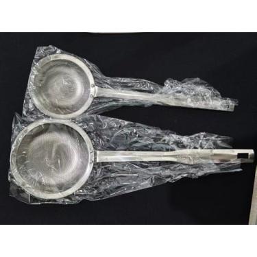 Imagem de Pacote com 2 escorredores de malha fina de aço inoxidável