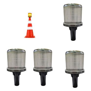 Imagem de Sinalizador Solar Viario Kit 4 Uni  Estrada Rodovia Alerta Rua Cone Emergencia Obra