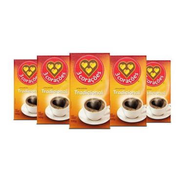 Imagem de Café 3 Corações Tradicional a Vácuo Kit 5 Pacotes de 500g