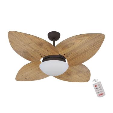 Imagem de Ventilador De Teto Dormamu Marrom Texturizado 4 Pás Rádica Freijó 220V Com Controle