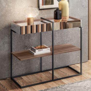 Imagem de Aparador Industrial Espelhado Zephanie Madeira