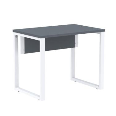Imagem de Mesa Escritório P25 Tub Pandin 90 Cm (larg) Tampo Mdp Grafito Pé Aço Tubular Branco
