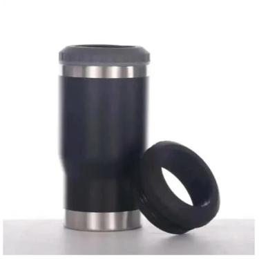 Imagem de Copo Térmico Porta Lata/long Neck Isolamento Vácuo Inox 5x1 (Preto)