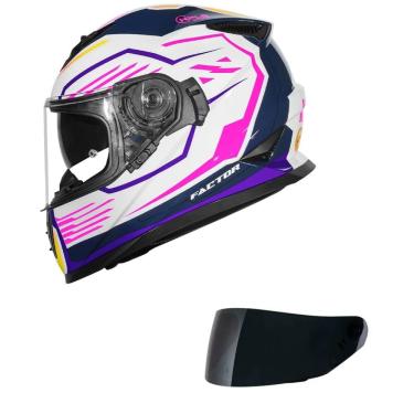 Imagem de Capacete Norisk Soul II Factor Branco e Rosa Mais Viseira Fumê