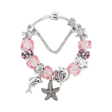 Imagem de Pulseira De Cristal Murano Azul Com Charme De Golfinho Para Mulheres, 