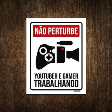 Imagem de Placa Decorativa Youtuber Gamer Trabalhando Xb 27X35