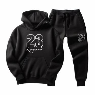 Imagem de Kit Calça Moletom e Blusa 23 Legend Canguru Macio Estiloso Casual Conf