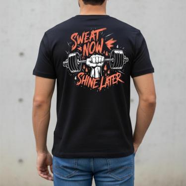 Imagem de Camiseta Masculina Preta Basica Customizada Algodão 100% Camisa Treino Musculação Fitness Academia-Masculino