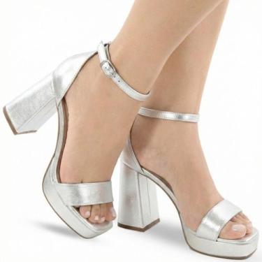 Imagem de Sandália Meia Pata Salto Grosso Confortável 10cm Feminina P106 - Modar