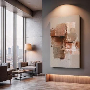 Imagem de Quadros Decorativos Camadas Suaves 90x60 Moderno Luxo Sala Quarto Escr