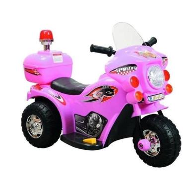 Imagem de Mini Moto Rosa Elétrica Com Bau Policial 6V - Shiny Toys