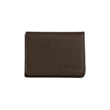 Imagem de Carteira Masculina Fasolo Couro Compacta Fina - Cafe