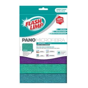 Imagem de Pano Microfibra Multiuso 3 Peças Flash Limp