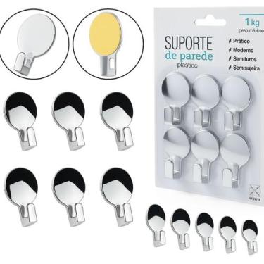 Imagem de Kit 6 Suportes Cabide Adesivo Gancho De Parede Toalha - Clink