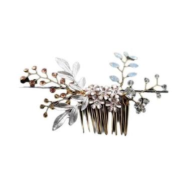 Imagem de Pentes De Cabelo De Noiva Com Pérolas De Cristal, Grampos E Joias Tran