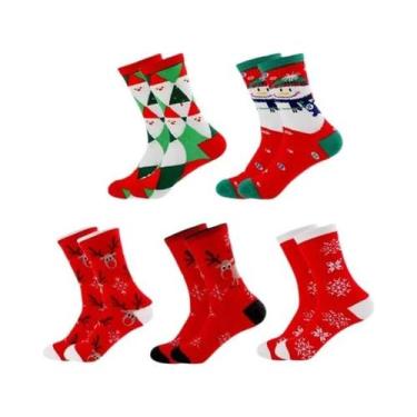 Imagem de Meias De Natal De Algodão Para Homens E Mulheres, 5 Pares, Presente En