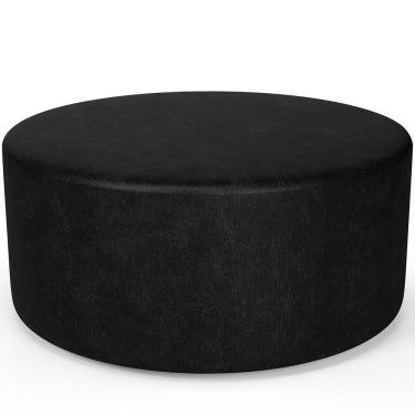 Imagem de Puff Redondo Orgânico para Living 90cm Lola W01 Couríssimo Preto brilho - Lyam Decor