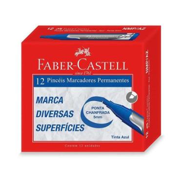 Imagem de Marcador Permanente Faber Castell Azul Embalagem com 12 Unidades