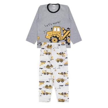 Imagem de Pijama Infantil Masculino Inverno Let's Work - Hey Kids Mescla - HeyKi