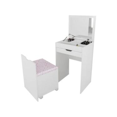 Imagem de Penteadeira Compacta com Espelho PE2007 Branco/Rosa - Tecno Mobili, Br
