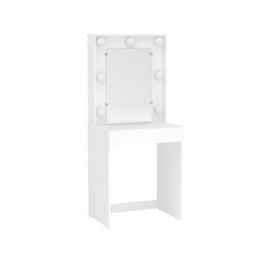 Imagem de Penteadeira Camarim com Espelho 1 Gaveta Lavinia - Politorno, Branco