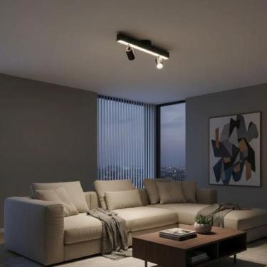 Imagem de Luminaria Pontual Sobrepor 50cm com 2 spots Preto 110v ou 220v - black