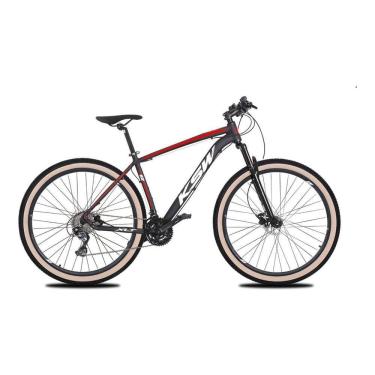 Imagem de  Bicicleta Aro 29 Ksw Xlt 27v Freio Hidráulico K7 Garfo com Trava Pneu com Faixa Bege - Preto\Vermelho\Branco