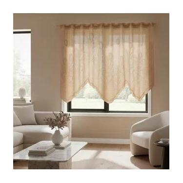 Imagem de Cortina Bando Renda Cascata Cozinha Tulipa 2,65x1,00 Sortida - Beija F