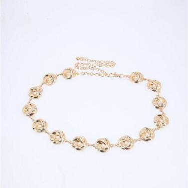 Imagem de Cinto Feminino de Corrente Elos Vazados Ajustável - BAUARTE, Ouro