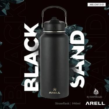 Imagem de KIT Garrafa Térmica Arell Straw Flask 946ml Inox com parede dupla e Sa