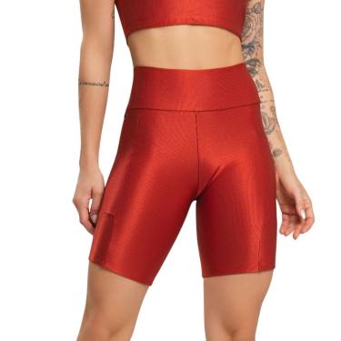 Imagem de Bermuda Fitness Com Bolso Esmeralda Serra e Mar Cós Alto Roupa De Academia Treino Moda...