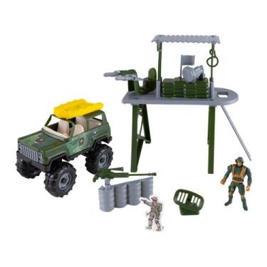 Imagem de Playset Militar Force Warfare Samba Toys 4 Peças, Verde