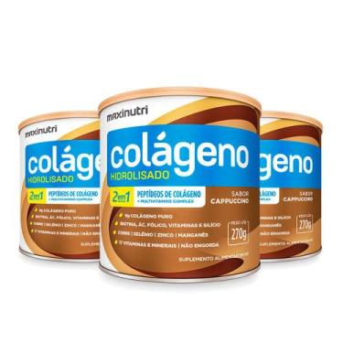 Imagem de Kit 03 Colágeno Hidrolisado Cappuccino Lata 250g Maxinutri