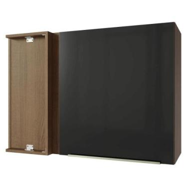 Imagem de Armário Aéreo De Canto 1 Porta Rustic/preto Lux Madesa Rustic/preto