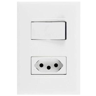 Imagem de Interruptor Simples E Tomada 2p+t de 10 Ampères 4x2 Branca 615074bc Pi