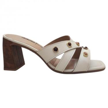 Imagem de Tamanco Com Pedrarias Feminino Dakota Casual Y9502, Branco, 35