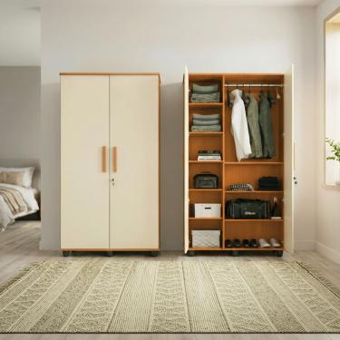 Imagem de Kit com 2 Armários Organizadores Multiuso Gold 2 Portas para Organização da Casa - Natu...