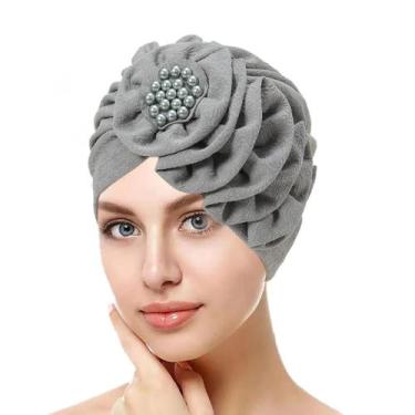 Imagem de Hijab Muçulmano Floral Em Cor Sólida Com Contas, Lenço De Cabeça Para 