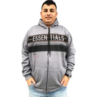 Imagem de Blusa de frio masculina moletom plus size aberta overcore, Cinza, Escu