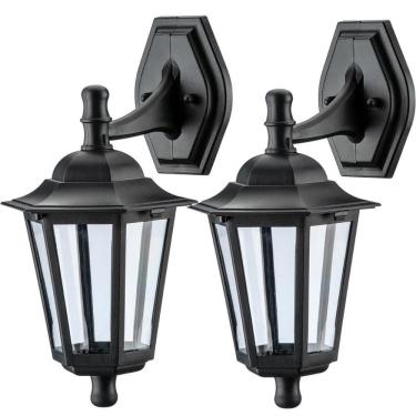Imagem de Kit 2 Arandelas Pretas de Parede Bivolt 37cm Lente Transparente Luminárias