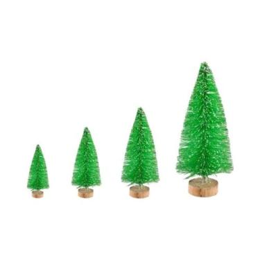 Imagem de Mini Árvores De Natal De Madeira Multicoloridas 8 Peças Decorações De 